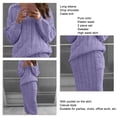 thumbnail image 3 of Conjunto de falda larga y suéter con hombros descubiertos y manga larga de punto para mujer, traje de 2 piezas de Color puro, color morado, S, 3 of 4