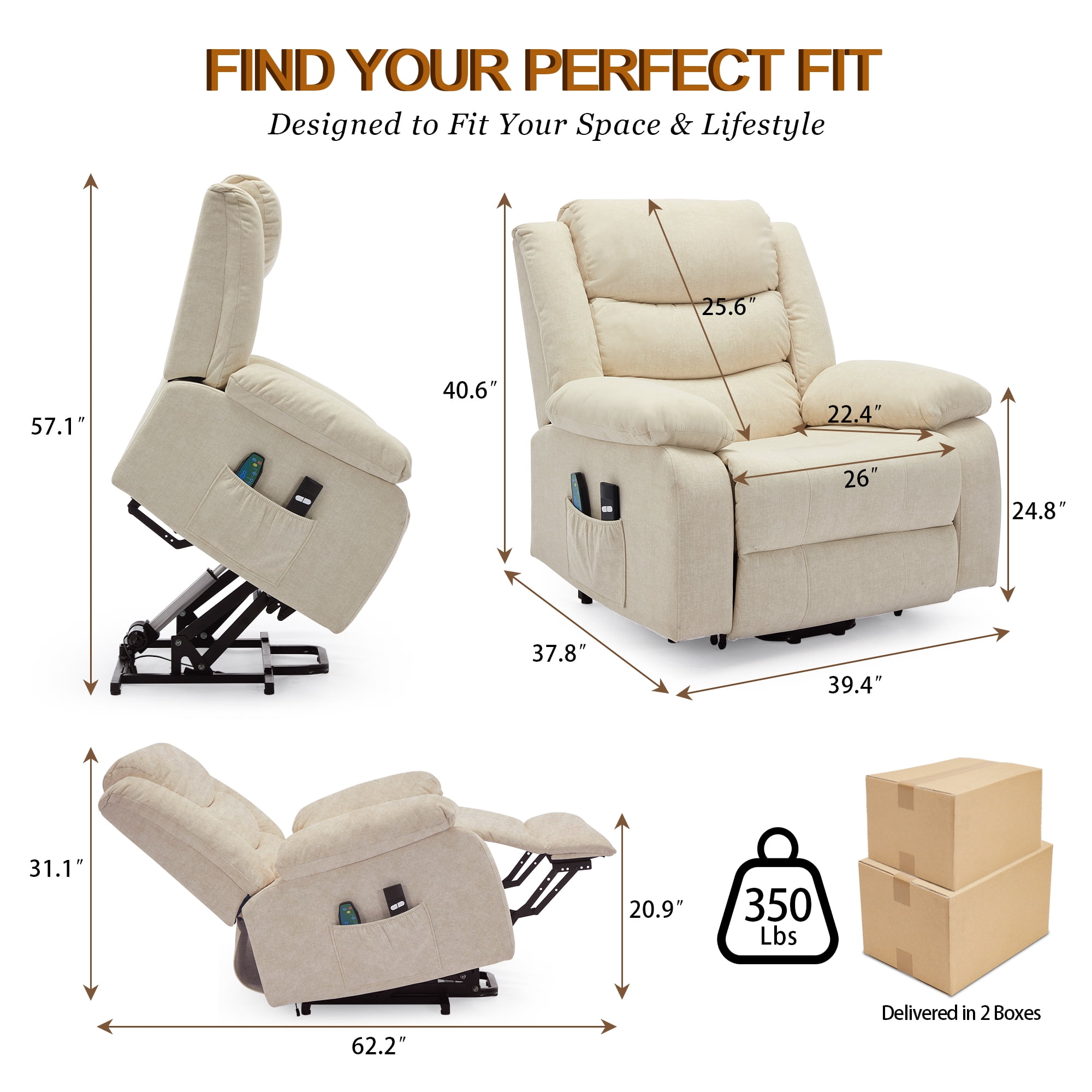 Korser Power Lift Recliner Chair for Elderly with Massage and Heat Oversized for Living Room,Beige