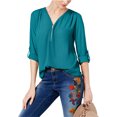 thumbnail image 1 of INC Blusa de punto utilitario de medios mixtos para mujer, verde, grande, 1 of 1