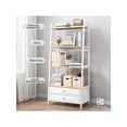 thumbnail image 4 of Estantería de 4 niveles, estantería alta con 2 cajones de almacenamiento, estante de exhibición, estante de almacenamiento de madera y metal para sala de estar, dormitorio, oficina en casa, 4 of 4