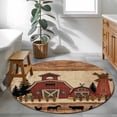 thumbnail image 3 of Round Area Rug 3.3 Ft, Brown Farmhouse Washable Non-Slip Circle Carpet for Living Room/Bedroom, Vintage Country Animals Wooden Grain Low-Profile Small Kitchen Mats Collection Rugs for Indoor, 3 of 8