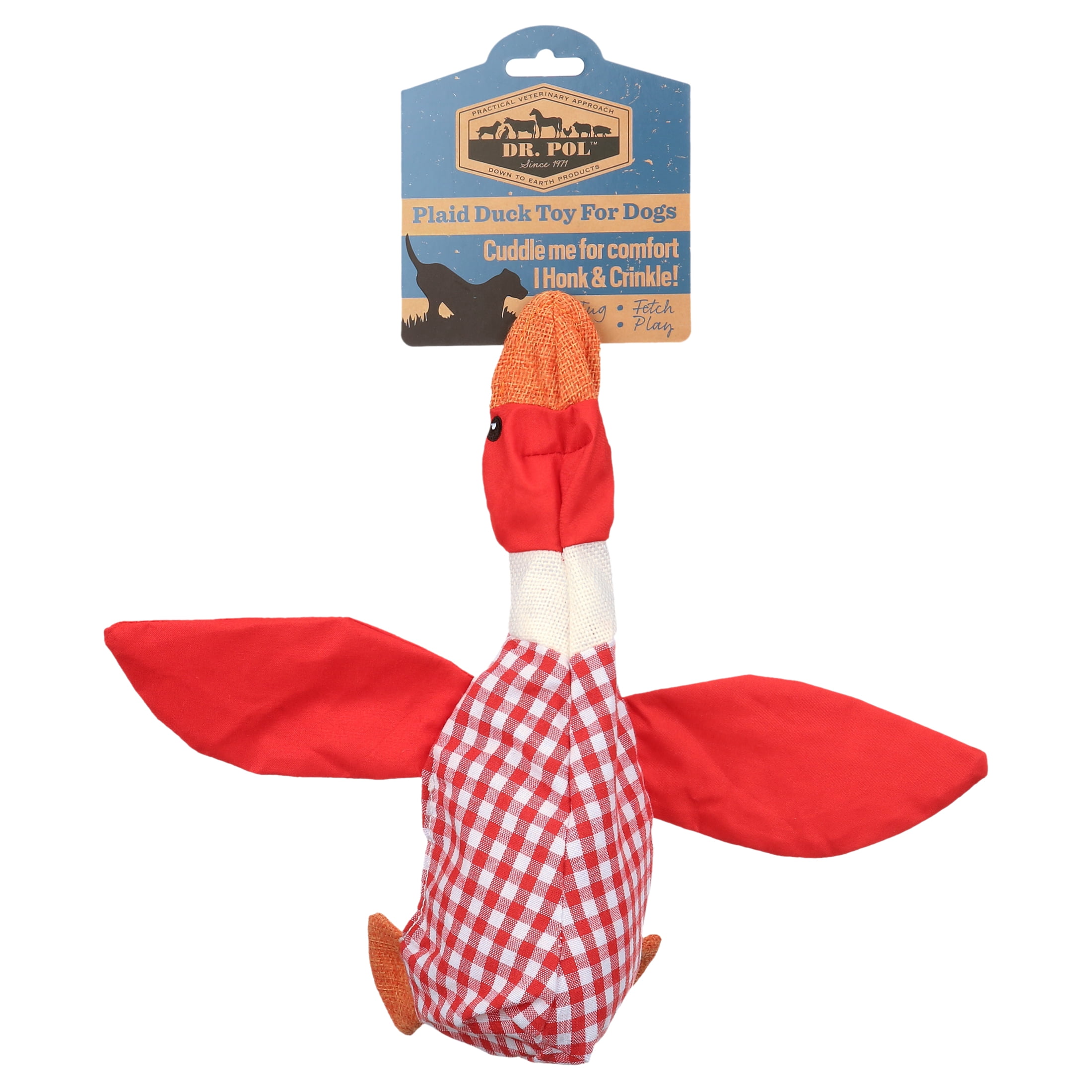 Dr. Pol Plush Squawking Plaid Duck, Red