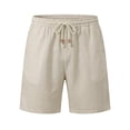 thumbnail image 2 of GIRUNS Men's Linen Shorts Casual Summer Beach Drawstring Elastic Waist Shorts with Pocket White 2XL, 2 of 7