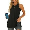 thumbnail image 2 of Tank Tops for Women Summer Loose Tunic Tops Side Split Blouses Active Relax Fit Crew Neck Sleeveless Lounge T-Shirts, 2 of 7