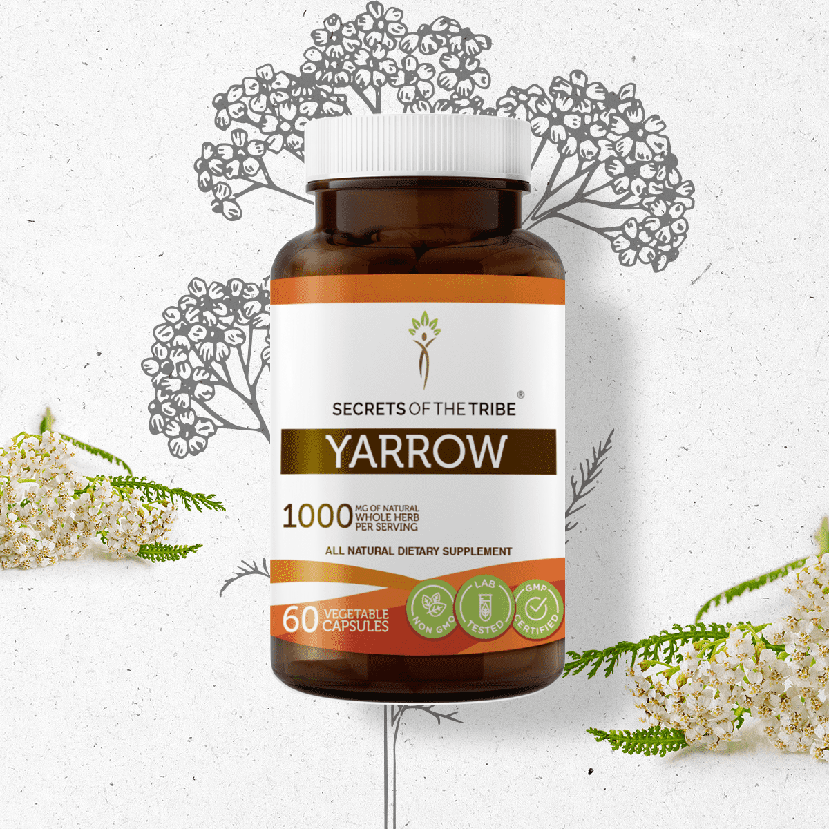 Secrets Of The Tribe Yarrow 60 Capsules 500 Mg Organic Yarrow Achillea Millefolium Dried Leaf And Flower Walmart Com Walmart Com