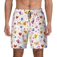 thumbnail image 3 of Uemuo Cartoon Birds & Flowers Pattern Mens Swim Trunks Quick Dry Board Shorts with Mesh Lining, Stretch Beach Shorts Quick Dry No-Chafing Board Shorts-Small, 3 of 9