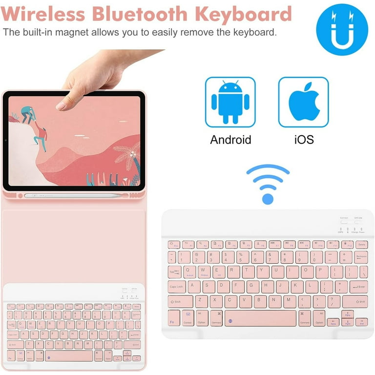 Magnetic Detachable Wireless Bluetooth Keyboard Case with