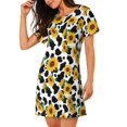 thumbnail image 2 of Vsdgher Mignon Motif Vache Tournesol Chemise de Nuit à Manches Courtes Col Rond Robe de Nuit Mignonne à Volants Confortable, 2 of 6