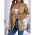 thumbnail image 2 of Womens Summer Crochet Cardigan Long Sleeve Light-Weight Casual Knit Sweaters Khaki L, 2 of 8