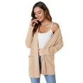 thumbnail image 3 of Anygrew Womens Cardigan Long Sleeve Light Khaki Cardigan For Women Sweater With Pocket,Size XL, 3 of 7