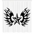 thumbnail image 3 of Texas Star Shower Curtain, United States of America Themed Star and Flames Silhouette Abstract Design, Fabric Bathroom Set with Hooks, 69W X 70L Inches, Black and White, by Ambesonne, 3 of 3