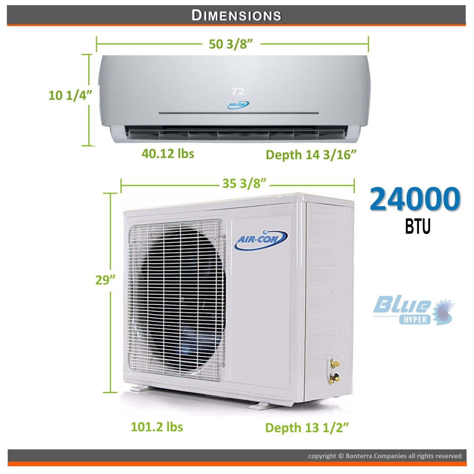 Air-Con 24000 BTU HYPER Mini Split Air Conditioner Heat Pump Ductless 21 Seer