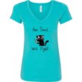 thumbnail image 3 of Inktastic Am Smol Will Fight Women's V-Neck T-Shirt, 3 of 5