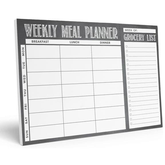 Inkdotpot Weekly Meal Planner Notepad 7"x10 , "Weekly Meal Planner" Magnetic Meal Planning Pad with Tear Off Grocery Shopping List for Fridge- Kitchen & Home - 54 Sheets -HQ