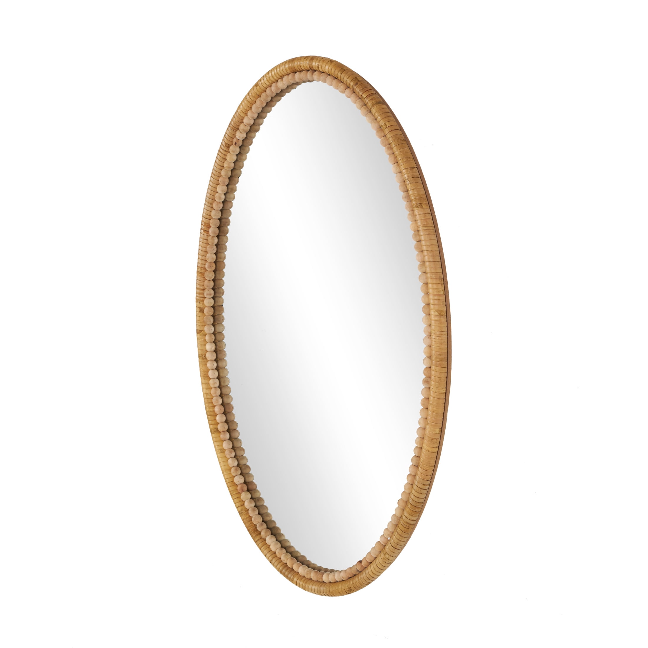 DecMode 20" x 28" Brown Wrapped Wall Mirror with Beaded Frame