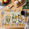 thumbnail image 2 of Sunflowers Placemats Set of 8, Spring Gnomes Hydrangea Daisy Botanical Beige Placemats for Dining Table, Place Mats for Kitchen Tabletop, Waterproof Wipeable Dining Table Mats Set, 2 of 9