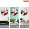 thumbnail image 4 of 2D Flat 1pc 10Inch Wooden 1pc Modern Abstract Painting Wall Clock - Red, Black, Gray, White, and Golden Accent - Non-Ticking Silent Operation - Minimalist Decor for Living Room, Bedroom, Office, 4 of 7