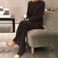 thumbnail image 3 of yievot Lounge Sets for Women Long Sleeved Knitted Two Piece Sweater and Pants Pajamas Loungewear, 3 of 8