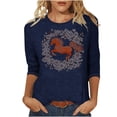 thumbnail image 3 of TaTaai Ladies 2026 New Year Graphic Print 3/4 Sleeve Blouse Round Neck Casual Top Holiday Celebration Festive Party Attire Gift, 3 of 5