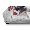 thumbnail image 3 of 4th of July Soft Flannel Fleece Throw Blanket, Pug Dog Wearing Patriotic Accessories and Waving the Flag Celebration Image, Cozy Plush for Indoor and Outdoor Use, 60" x 80", Multicolor, by Ambesonne, 3 of 6