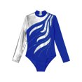 thumbnail image 3 of CHICTRY Kids Girls Long Sleeve Cutout Back Gymnastics Leotard Shiny Rhinestones Dance Gym Exercise Bodysuit Royal Blue 8, 3 of 5