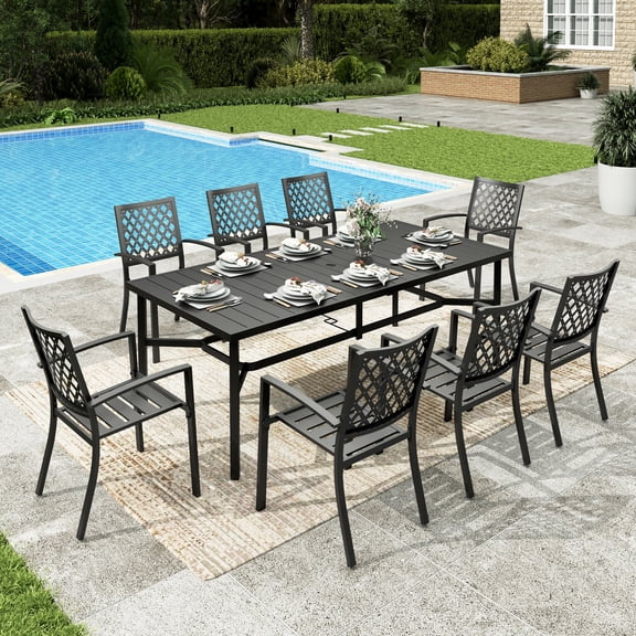 Sophia & William 9 Piece Patio Dining Set Outdoor Metal Furniture Set
