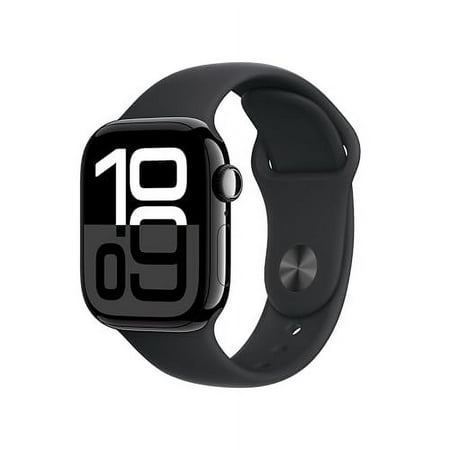 Restored Apple Watch Series 10 [GPS + Cellular 42mm case] Smartwatch with Jet Black Aluminium Case with Black Sport Band (Refurbished)