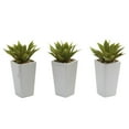 thumbnail image 3 of Nearly Natural Plastic 9" Green Mini Agave Artificial Plant with Planter (Set of 3), 3 of 10