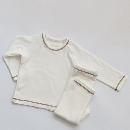 

Final Clear Out! Baywell Infant Baby Clothes Spring Autumn Long Sleeve Cotton Pajamas Suit Solid Bodysuit Romper Top and Pant Baby Boy Girl 2Pcs