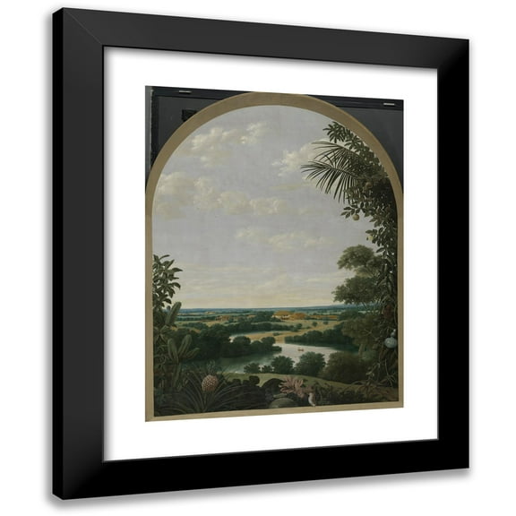Frans Post 12x14 Black Modern Framed Museum Art Print Titled - Landscape in Brazil (1652)