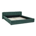 thumbnail image 6 of Newest Queen Size Upholstered Platform Bed with Chenille Fabric for Bedroom, Grounded Floor Bed with Thick Headboard, No Box Spring Needed,Blue+Green, 6 of 9