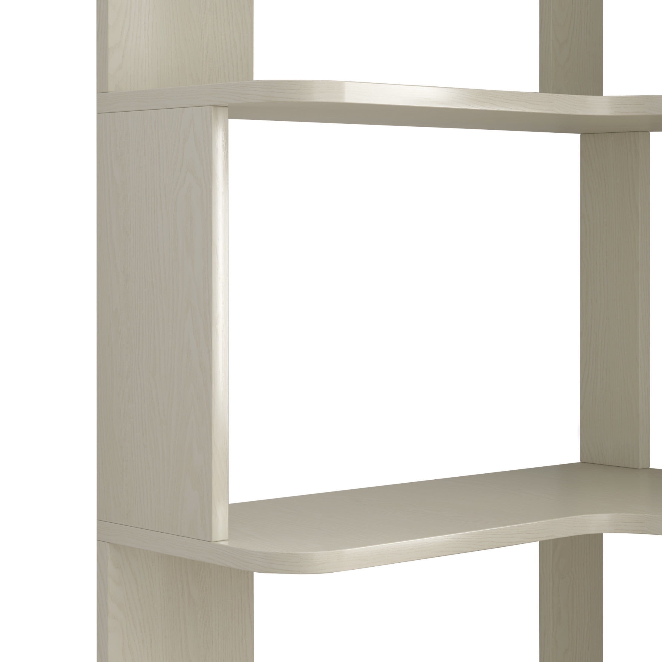Noble House Vayen 65" L-Shaped Corner Bookshelf, 6-Tier Anti-Drop Wooden Bookcase, Open Storage Rack, White Oak