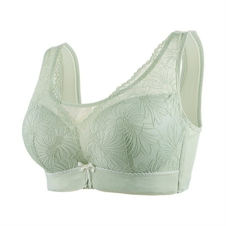 Yyeselk Lace Bralettes for Women Push Up Wireless Bra Sexy Comfort Full Coverage Everyday Bra Full Support No Underwire Breathable Bra Green 42