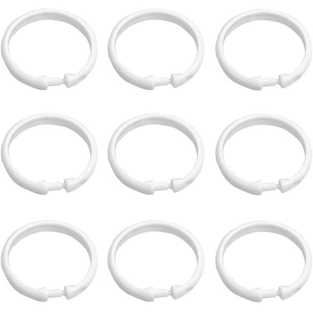 12 piezas de anillos de plástico para cortina de ducha de alta calidad, gancho para cortina de ducha, se desliza en barra de ducha estándar, fácil de ajustar