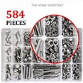 thumbnail image 6 of 584pcs M4/M5/M6 Heavy Duty Flat Hex Head Screws Bolts and Nuts Kit, Metric 304 Stainless Steel Screws Assortment Kit(Silver), 6 of 8