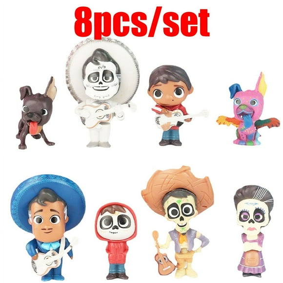 Ensemble de 8 Pcs Figurines d'Action Pixar COCO de Film Mini Mignonnes Dessin Animé Anime Jouets Modèle Enfants pour s'Amuser Cadeaux d'Anniversaire Décoration de Bureau