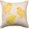 18" Brown and Yellow Chick and Burlap Designer Print Square Throw Pillow