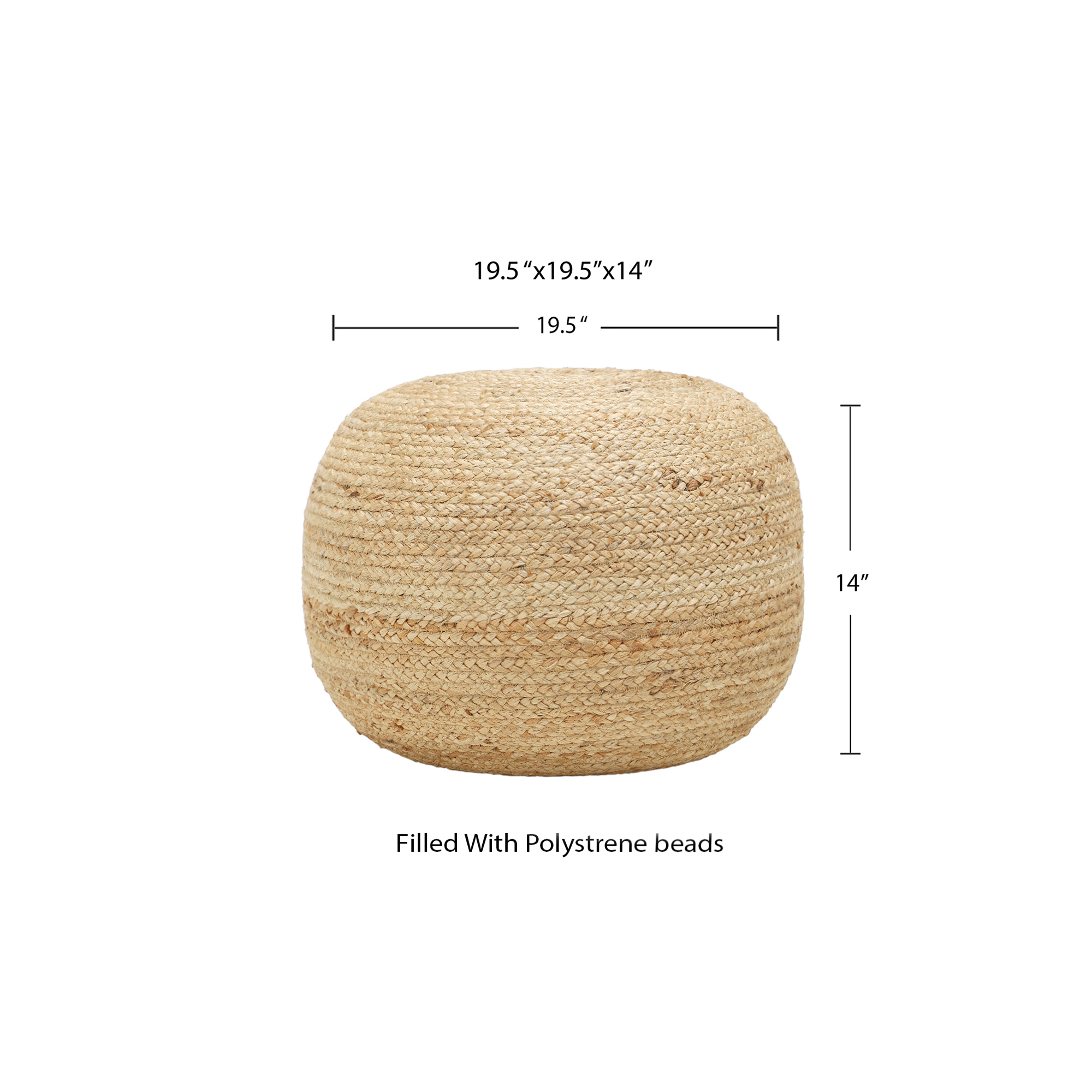Redearth Jute Circular Pouf Ottoman, Natural photo 4