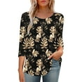 thumbnail image 2 of LYEAA Women Oversized 3/4 Sleeve T-Shirt Breathable Cotton Blend Top, Comfortable Round Neck Casual Wear for Plus Size Multicolor XXL, 2 of 9