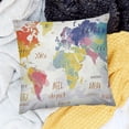 thumbnail image 2 of BANET  Modern Throw Pillow Cushion Cover, Watercolor Style World Map with Continents and Compass Abstract Country Art Print, Decorative Square Accent Pillow Case 20x20in, 2 of 5