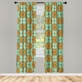 thumbnail image 5 of Ambesonne Abstract Window Curtains, Eastern Victorian Form, Each 28" W x 84" L, Mint Orange, 5 of 5