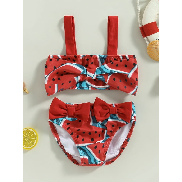 xingqing Baby Girl Bathing Suit Toddler Girls Two Piece Swimsuit Halter Top Bikini Bottoms Swimming Suit Red 6 9 Months