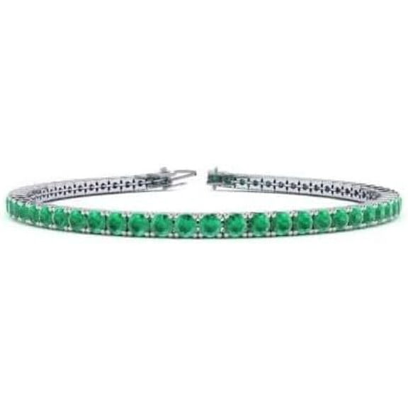 Sterling Silver Tennis Bracelet, Lab Created Stone Emerald Classic Design