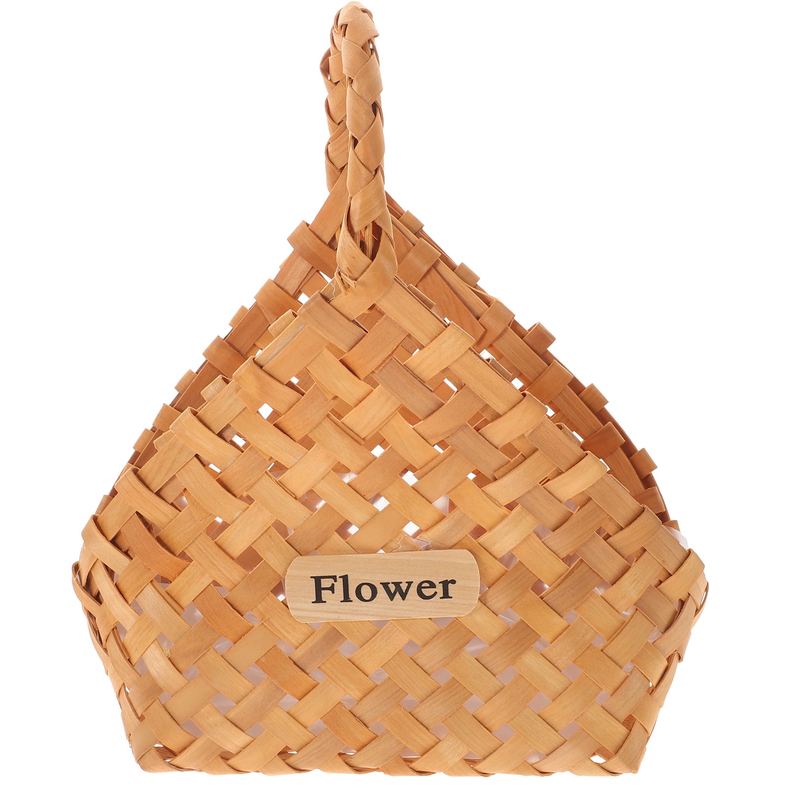1pc Handmade Storage Basket Portable Wood Chip Basket Woven Flower Basket