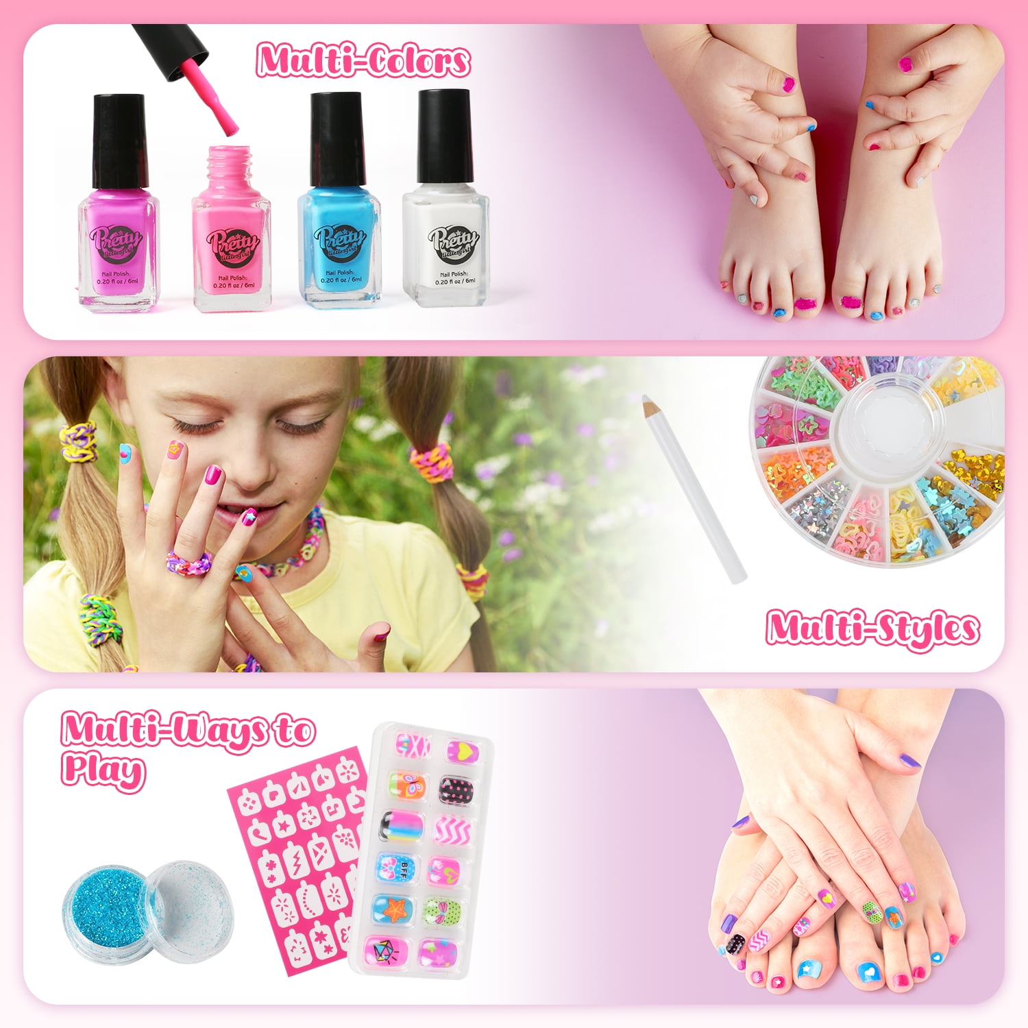 UUSUOO Kids Nail Polish Set for Girls,30Pcs Nail Art Kit with Storage Desk,Nail Dryer,Glitter Pen,Non Toxic Nail Polish,Nail Kit for Girls Ages 7-12,Christmas Birthday Gift for Girls 6-12