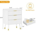 thumbnail image 2 of Commode Moderne Cannelée à 3 Tiroirs - Armoire de Rangement en Bois avec Poignées en Métal Doré - Coffre d'Appoint pour Chambre, Salon, Entrée - Table de Chevet Polyvalente, 2 of 8