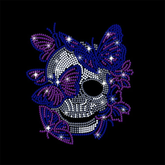 Butterfly and Rhinestone Iron on Transfer 11.7x8.3 Inch Heat Transfer Decal Bling Decals Clear Rhinestone Template Clothing Repair Applique for T-Shirt Clothing Pants Bags
