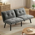 thumbnail image 2 of Aukfa 3-in-1 Velvet Futon Sofa Bed, 63" Sleep Sofa with Split 5-Position Backrests, Gray, 2 of 7