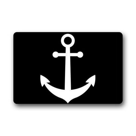 Winhome Nautical Chevron Anchor White And Black Doormat Floor Mats Winhome Nautical Chevron Anchor White And Black Doormat Floor Mats Rugs Outdoors Indoor Size 23 6x15 7 Inches
