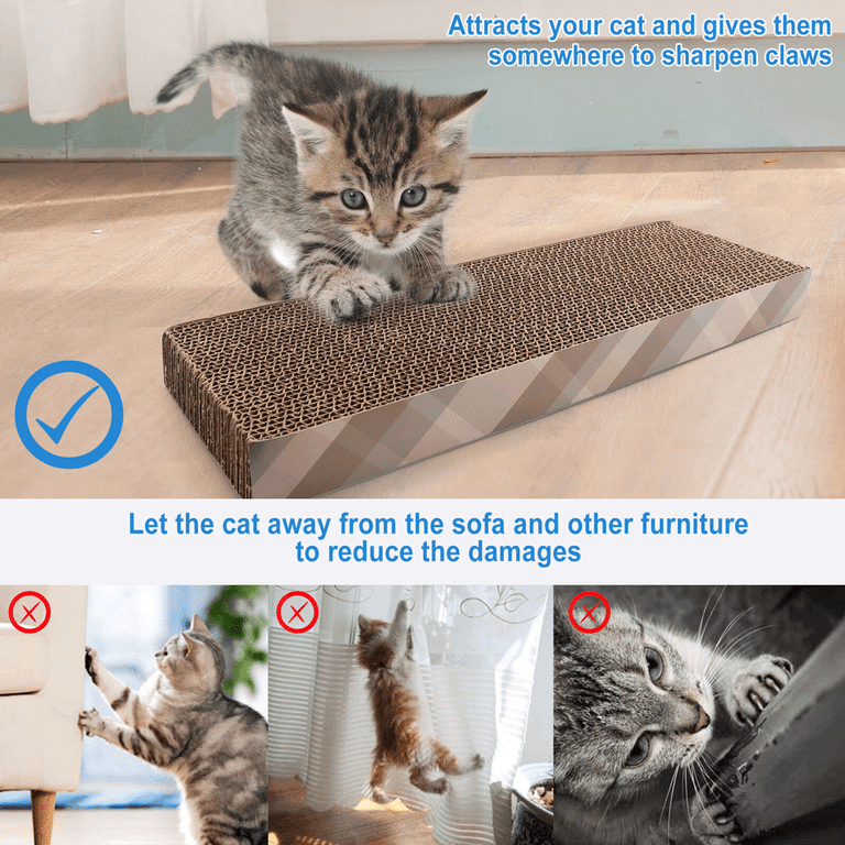 5 Packs in 1 Cat Scratch Pad with Box, Cat Scratcher  Cardboard,Reversible,Durable Recyclable Cardboard, Suitable for Cats to  Rest, Grind Claws and